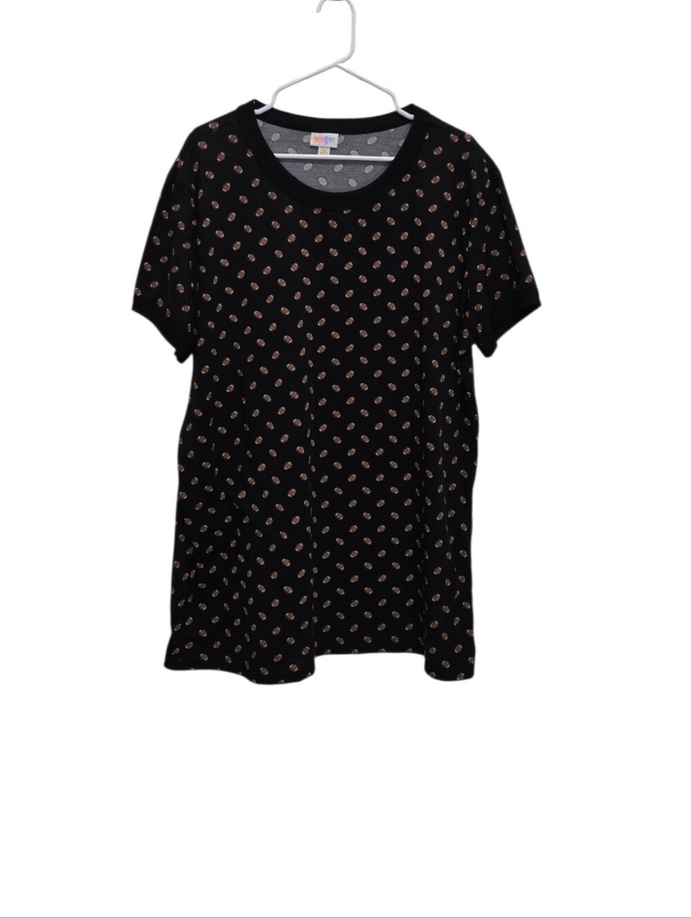 LuLaRoe 3XL Black Football Print Tunic Top Short Sleeve Plus Size Sports